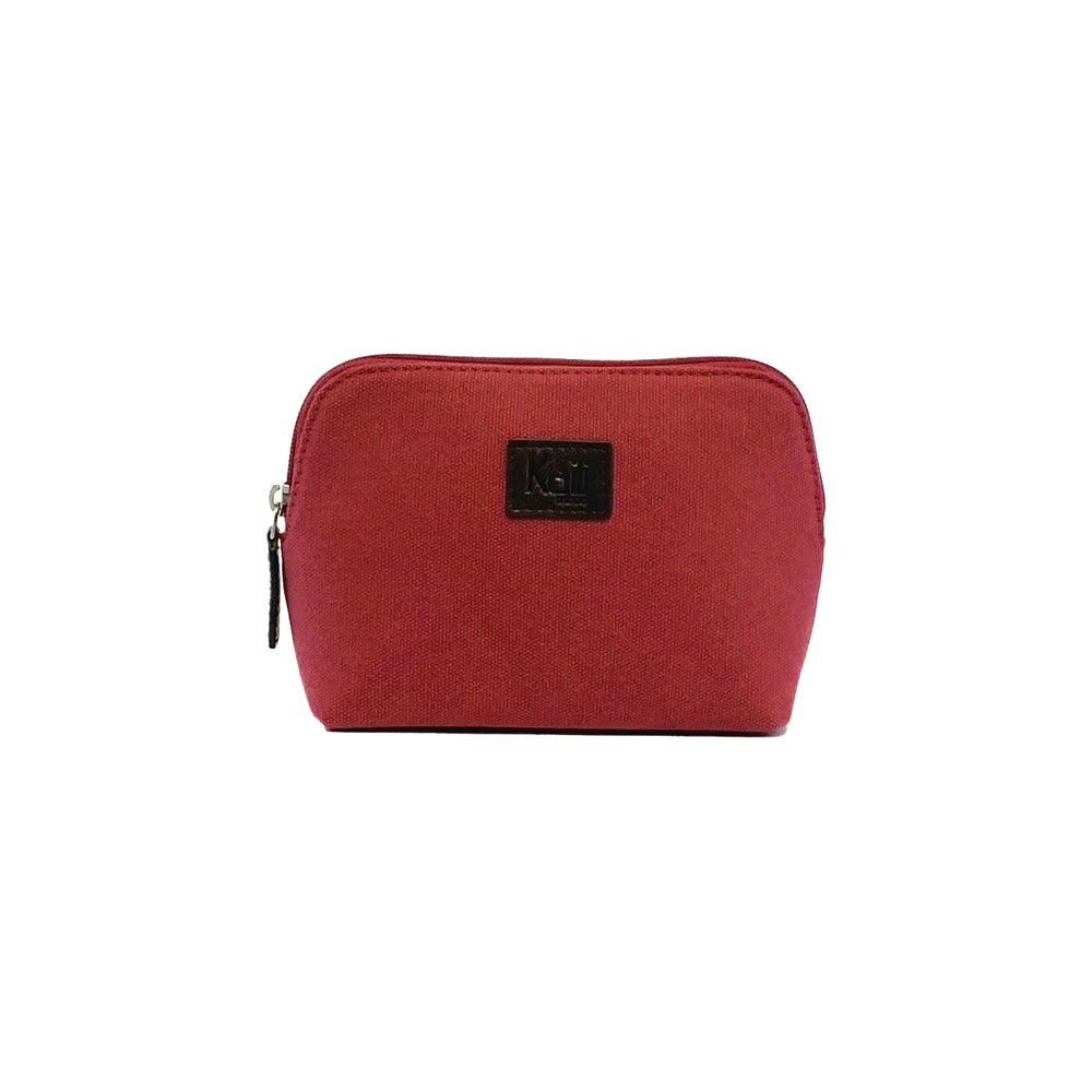 Italian Leather & Canvas Pouch — Bordeaux - foto 2