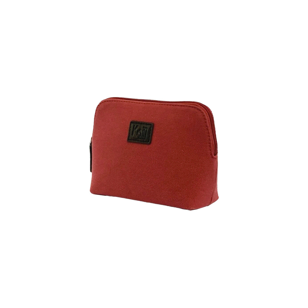 Italian Leather & Canvas Pouch — Bordeaux - foto 3